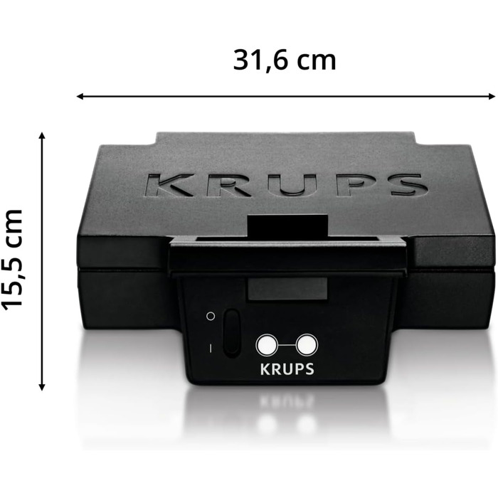 Бутербродниця Krups FDK451 для бутербродів на грилі у формі трикутника Листи з антипригарним покриттям (легко чиститься, не вигорає) Опалення та контроль температури 850 Вт 31,6x15,5x29,5 см Одномісний