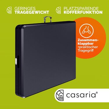 Садовий стіл Casaria 183x76 см, складний, водонепроникний, портативний, пластиковий, на 8 осіб, садовий, патіо, кемпінговий, балконний, розкладний, фуршетний, антрацит