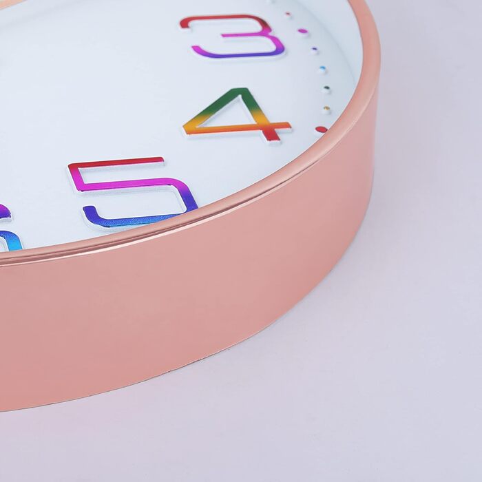 Настінний годинник Lafocuse 3D Numbers Кольоровий безшумний настінний годинник Rosegold, 30 см сучасний без шуму цокання, легко чи