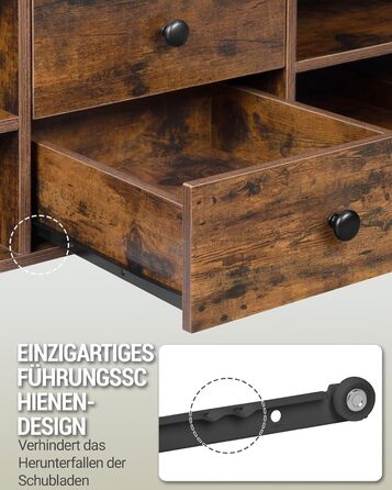 Журнальний столик Hzuaneri, стіл для вітальні з регульованою висотою, диван-столик, 2 шухляди та приховане місце для зберігання, 50 x 100 x 47,3-61,3 см, для вітальні, їдальні, офісу, вінтажний коричнево-чорний CT22101B