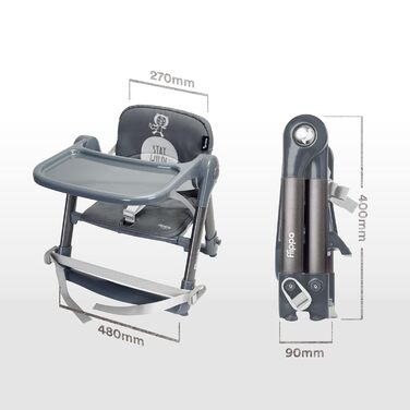 Обідній стілець APRAMO FLIPPA, дитячий, складаний, портативний, сидіння-бустер, сидіння для годування для дітей від 6 місяців до 3