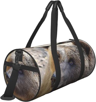 Спортивна сумка, дорожня сумка, з принтом ведмедя, сумка для подорожей на вихідні, чорна, універсальний розмір