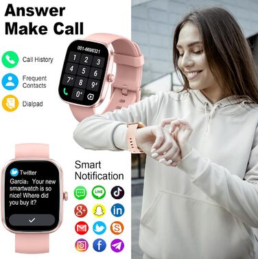 Розумний годинник для чоловіків та жінок, 1.91-дюймовий HD Smart Watch з Bluetooth-дзвінками, фітнес-трекер, крокомір з понад 110 спортивними режимами, монітор сну, пульсометр SpO2, водонепроникний фітнес-годинник IP68 для Android та iOS, рожеве золото