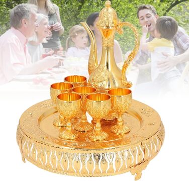 Арамокс Вінтажний чайний сервіз, сплав цинку, елегантний дизайн, ретро-набір для вина, для декору дому, святкових обідів та сімейних зустрічей