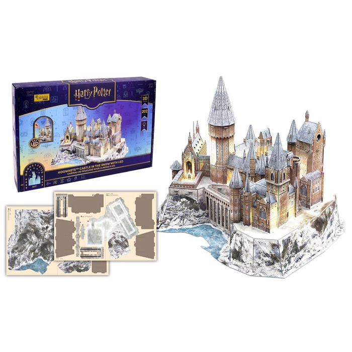 Пазл EXPLORA Сяючий замок Гоґвортс (офіційна ліцензія Harry Potter) 202 деталі, арт. 540312 конструктор для моделювання від 8 років, без клею та ножиць, 3D-