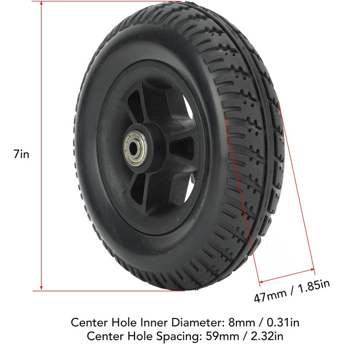 Колесо для інвалідного візка 7-дюймовий комплект коліс для інвалідних візків Міцне суцільнолите колесо для інвалідного візка Переднє Безшумне Нековзне