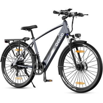 Міський велосипед електричний велосипед, акумулятор 36V / 12Ah ebike, двигун 250W, діапазон електричного велосипеда 100 км до 25 км / год, електричний велосипед з APP 27.5 сірий, 27M204 e-bike