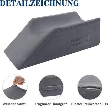 Подушка для ніг TANYOO з піни з ефектом пам&39яті, подушка для колін для підняття ніг, позиціонуюча подушка для покращення сну, вагітність, після операції, домашнє використання (темно-сіра)