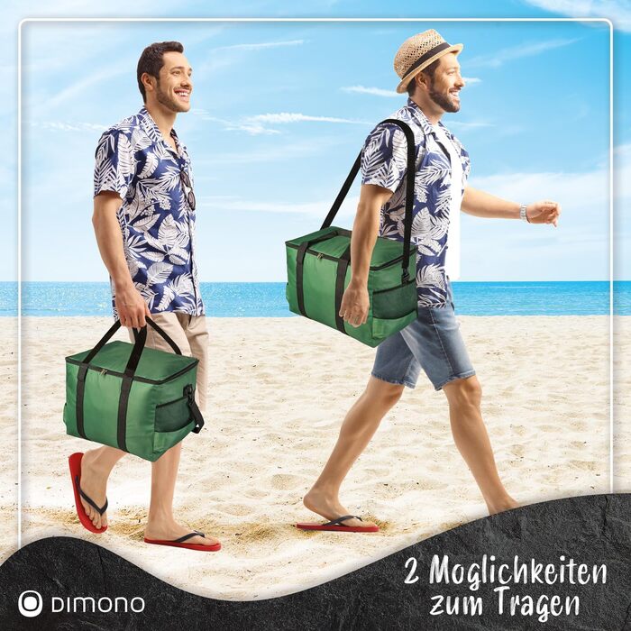 Сумка-холодильник XXL, ізольована сумка для напоїв та закусок, сумка для пікніка для кемпінгу, подорожей, відпусток, 15, 25 або 45 літрів - зелена