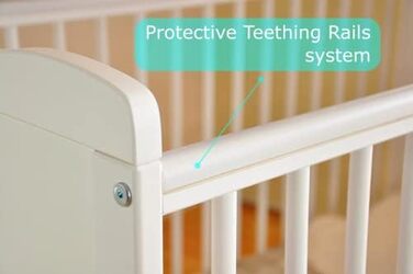 Дитяче ліжечко Marsell Дитяче ліжко та ліжечко з матрацом з піни алое вера Зубчасті рейки та регулювання по висоті Біле, трансформ