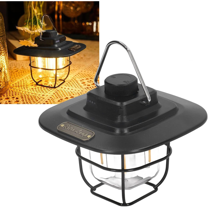 Світлодіодний кемпінговий ліхтар портативний наметовий ліхтар, що перезаряджається, з 3 режимами світла, індикатором заряду батареї, водонепроникний за стандартом IPX4, для кемпінгу, подорожей, нічної риболовлі