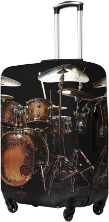 Чохол для валізи з принтом Барабанний ритм, еластичний, з прихованою блискавкою універсальний захист для подорожей та ділових поїздок, чорний, розмір S (для валіз 18-21 дюймів)