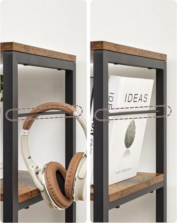 Книжкова полиця VASAGLE, окремостояча полиця з 6 полицями, 30 x 120 x 170 см, промисловий дизайн, для вітальні, кабінету, балкону, кухні, вінтажний коричнево-чорний колір LLS114B01