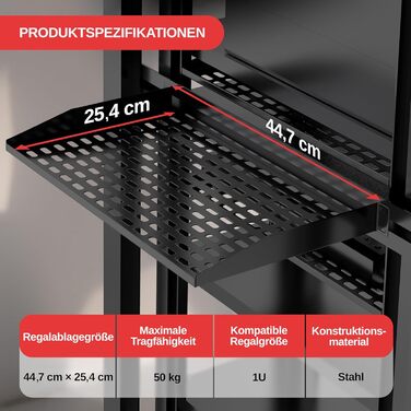 Мережева шафа Pyle 1U, 2 шт., полиця для 19-дюймової стійки, вентильована патч-панель та місце для зберігання мережевих пристроїв, полиця для серверної шафи, кріплення для ПК під столом, серверна шафа, настінна полиця, 2 шт. 1U