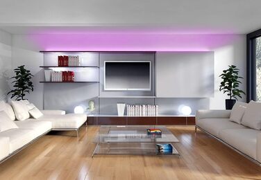 Світлодіодна стрічка Luminea Home Control світлодіодна стрічка WLAN RGB з керуванням звуком, додаток, голосове керування, 5 м (світлодіодне скляне освітлення підлоги, світлодіодна стрічка WiFi, освітлення шафи)