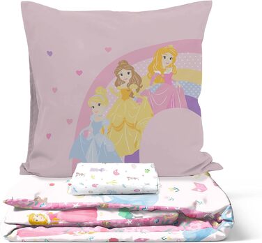 Комплект постільної білизни Disney Princess Cut Paper 100 бавовна, 3 предмета, розмір односпального ліжка 135x200 см - підодіяльни