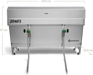 Складаний газовий гриль BURNHARD JONES з нержавіючої сталі з кришкою, 2 конфорки, 6,4 кВт, включаючи сумку для перенесення з функцією рюкзака та мультиінструмент, складаний гриль ідеально підходить для кемпінгу, складаний гриль JONES з 2 конфорками
