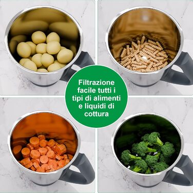 Ситечко OTOmitra Spout для Thermomix TM6 TM5, дренажний допоміжний засіб для Thermomix, ситечко без BPA, сумісне з посудомийною машиною сітчасте фільтр, кухонне ситечко, ситечко для зливу овочів Ситечко з сірим носиком для Thermomix Tm6 Tm5