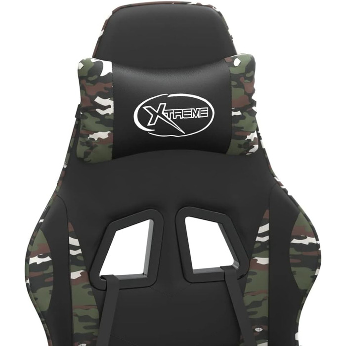 Геймерське крісло, чорний камуфляж, з підставкою для ніг, ергономічне обертове крісло, 57,5 x 59,5 x 121-131 см, штучна шкіра, газова пружина, функція нахилу до 135, для офісу, вітальні, ігрової кімнати, 57,5 x 59,5 x (121-131) см (Ш x Г x В), зелене