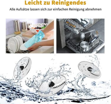 Кухонний комбайн SNDOAS, багатофункціональний кухонний комбайн 1100 Вт, чаша для замішування тіста 3,2 л, подрібнювач кухонного комбайна, блендер 1,5 л, м'ясорубка, темно-синій