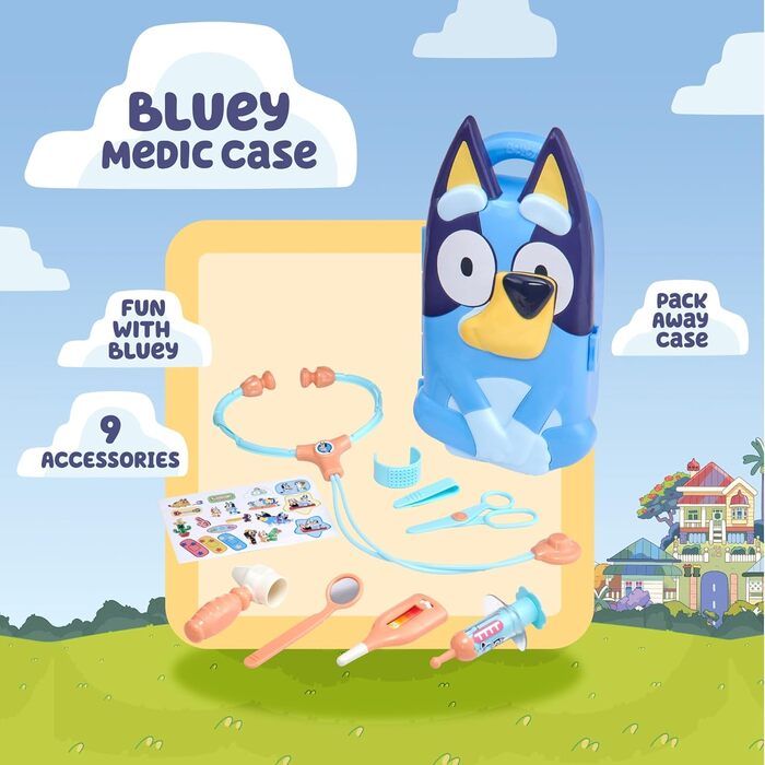 Медичний набір Bluey Включає 10 аксесуарів з сумкою для перенесення Медичний ігровий набір для дітей Набір невідкладної медичної допомоги для дітей Рольова іграшка для навчання від 3 років