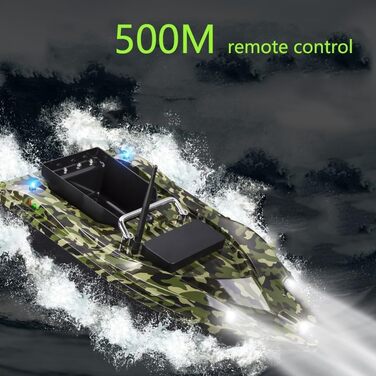 Човен для наживки YLLLLY, батареї ємністю 12000 мАг з човном для приманки великої ємності, дистанційне керування 500 м, завантажувальний бункер вагою 1,5 кг, стійкий до вітру та хвиль, із сумкою. Введіть антени, пропелери та інше