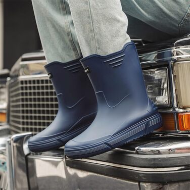 Водне взуття, гумові чоботи, гумові чоботи, чоловічі, європейський стиль, нековзні, для кухні, активного відпочинку, риболовлі, подорожей та походів, розмір 2, сині, 39 1/3 EU