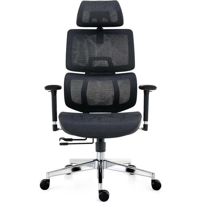 Ергономічне офісне крісло, висока спинка з сітчастого покриття та поперековою опорою, ігрове крісло з регульованими 3D-підлокітниками та підголівником, велике та високе поворотне комп&39ютерне крісло, вантажопідйомність 150 кг, чорна смужка