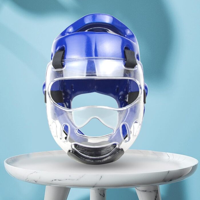 Шолом для тхеквондо, дихаючий, амортизуючий, багатоцільовий, захист голови, спаринг-шолом для спортивного боксу, синій, розмір M