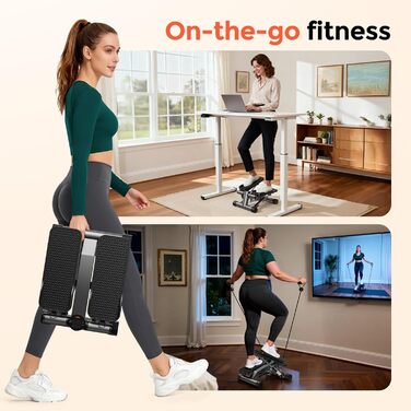 Степер Sportsroyals для вправ на сходах для дому степер з гойдалками вгору-вниз із силовими канатами для тренування м&39язів спини/рук/сідниць, міні-степер для фітнесу вдома та офісу