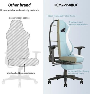 Геймерське крісло з підставкою для ніг та тканинним чохлом - Ергономічне офісне крісло з 4D підлокітниками та опорою для голови/попереку, регульована висота, вантажопідйомність 150 кг, синього кольору, 132 см x 53 см x 60 см