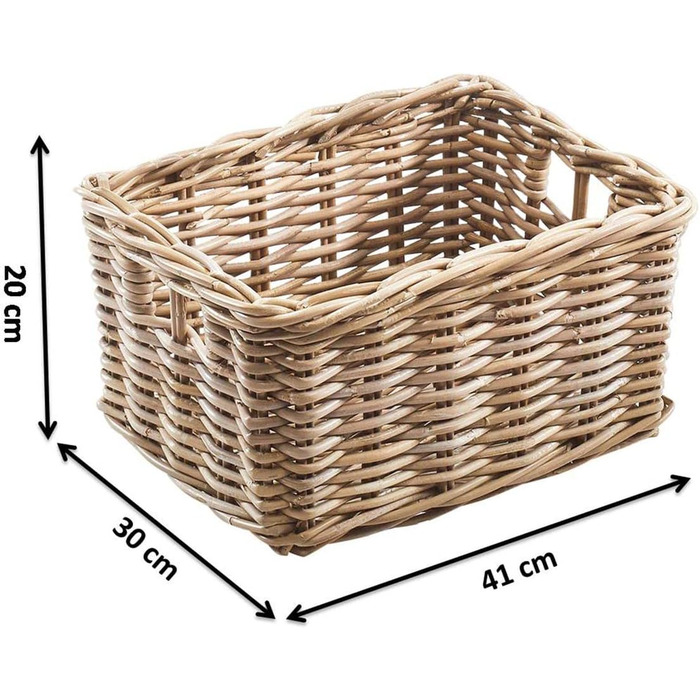 Кошик з ротанга Kobolo, кошик з полиці, квадратний ротанг Kubu сірий, маленький