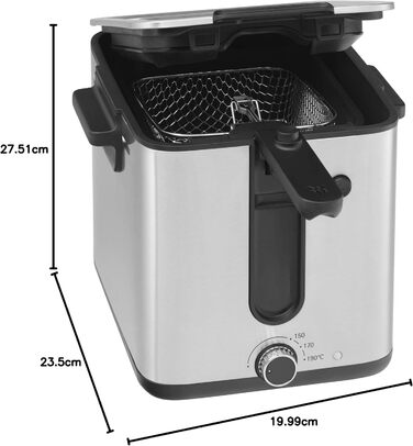 Міні-фритюрниця з жиром/олією, міні-фритюрниця з картоплерізкою, 1000 Вт, знімний контейнер для олії, для хрусткої картоплі фрі, матова нержавіюча сталь матова