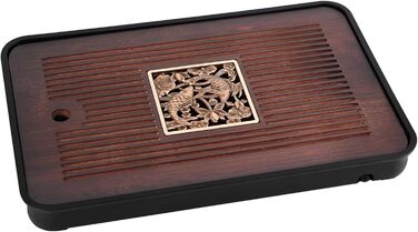 Бамбуковий чайний столик для чайної церемонії Гунфу з відстічним резервуаром для води, знімний (35,9 x 24,1 см) ідеальний подарунок для друзів та родини