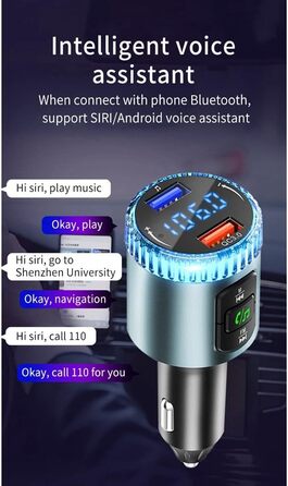 Автомобільний MP3-плеєр Bluetooth Рекомендуєте Nger FM-передавач гучного зв'язку з 7 різнокольоровими індикаторами QC3.0 USB Fast Charger T, 77A