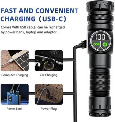 Міцний ліхтарик, багатофункціональний ручний ліхтарик, 4,2 x 17,6 см, міцний, ліхтарик на батарейках із ремінцем на зап&39ястя, аксесуар для роботи на свіжому повітрі, для походів, кемпінгу, полювання