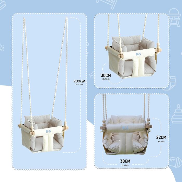 Дитячі гойдалки кімнатні з дерева граба з анкерними та кріпильними матеріалами для стелі, дитячі гойдалки садові, вантажопідйомніс