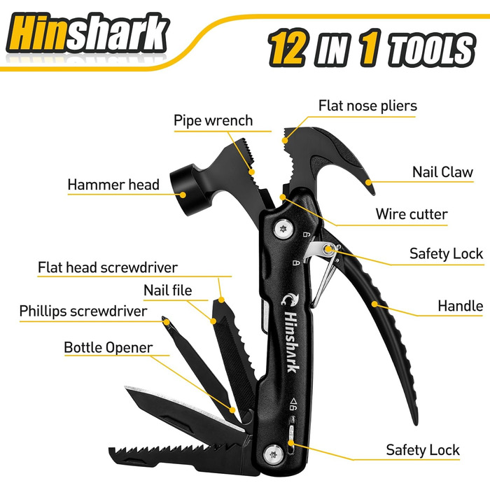 Подарунки для чоловіків від Hinshark, багатофункціональні аксесуари для кемпінгу 12 в 1, наповнення календаря для чоловіків, подар