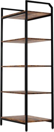 Полиця, Книжкова полиця BS 6 60, Полиця для зберігання з 5 полицями, Промисловий дизайн, для вітальні, офісу, кабінету та коридору, Сталева рама, 187 x 60 x 30 см (187 x 60 x 30 см)