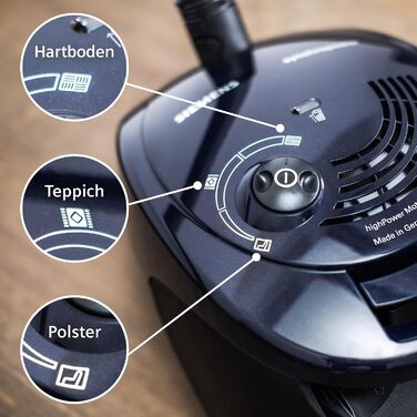 Пилосос із мішком Siemens synchropower VS06B1110, 700 Вт, Moonlight Blue гігієнічний фільтр, насадка для твердих поверхонь та килимів, щілинна насадка, висока потужність всмоктування, довгий кабель