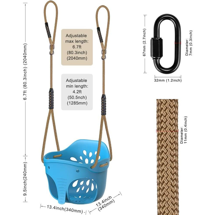 Гойдалки Дитячі, Внутрішні Зовнішні Дитячі Гойдалки М'які Гумові Гойдалки Сидіння Гойдалки Садові Гойдалки Відро Гойдалки з мотузк