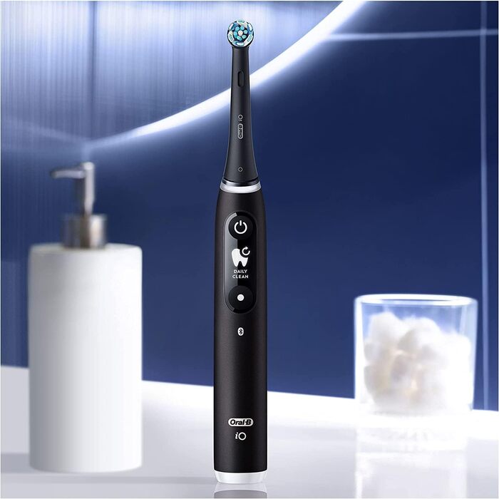 Електрична зубна щітка Oral-B iO Series 6, електрична зубна щітка black lava & iO Series 6, 2 щітки, 5 режимів чищення, магнітна технологія, дисплей і дорожній кейс, білий