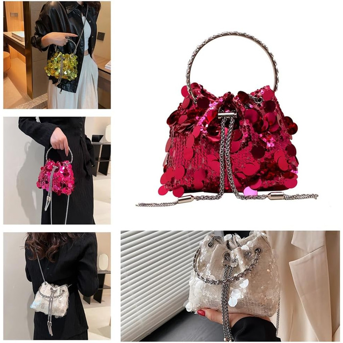 Жіноча сумочка-клатч з паєтками, елегантна вечірня сумочка на ланцюжку. Маленька крос-боді сумка для вечірки, весілля або повсякденного використання. Чорний колір.