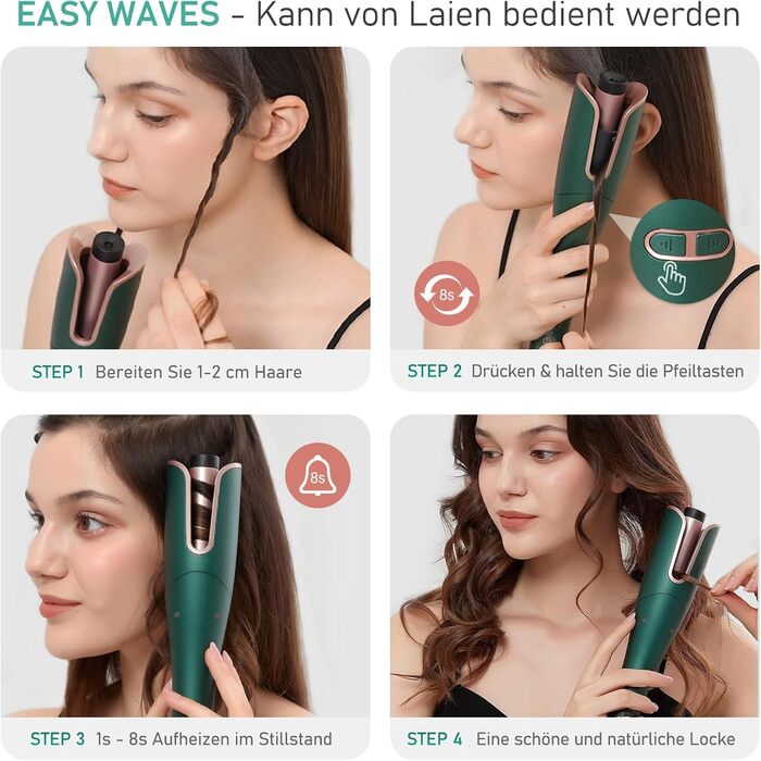 Автоматична плойка, автоматична плойка Janelove великі локони для довгого волосся, негативний іонний бігуді з 4 температурами 25 м