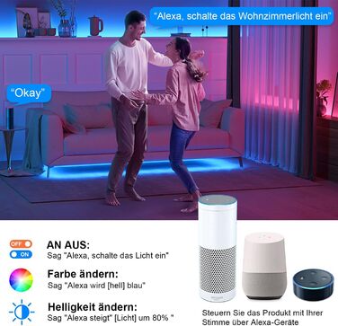 Світлодіодна стрічка Alexa 10 м, світлодіодні стрічки 5050 RGB, керовані APP музичні світлодіодні струнні ліхтарі, сумісні з Alexa, світлодіодна стрічка Google Assistant, що змінює колір, світлодіодна стрічка з пультом дистанційного керування та джерелом 