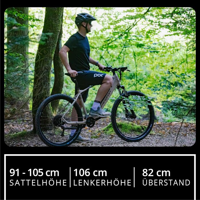 Гірський велосипед Remington XR01 E-Bike 29 дюймів для чоловіків та жінок 165 - 190 см Електровелосипед з акумулятором 540 Втгод, електричний гірський велосипед, 10-швидкісний педелек, 25 км/год, рама 50 см, сірий/бежевий