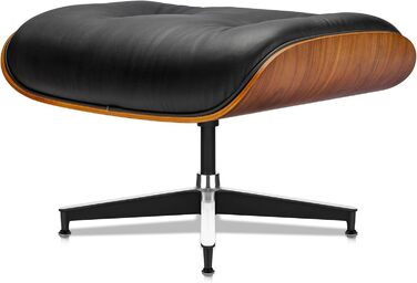 Крісло-рекламо з натуральної шкіри з пуфом, сучасне крісло під телевізор, обертовий шезлонг з пуфом, фіксований кут нахилу 105, унікальний дизайн з м&39якою подушкою, чорний каркас з горіхового дерева