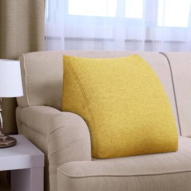 Подушка для читання Трикутна клиноподібна подушка для ліжка та дивана, зручна подушка для спини, мяка опорна подушка для читання та відпочинку, зі знімним чохлом, який можна прати, жовта, 45 см