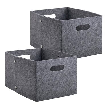 Міцних фетрових кошики сірого кольору, складна коробка-органайзер із застібками-кнопками та ручкою для перенесення, прямокутна коробка для зберігання з фетру, кошики для полиць, шаф, дому, офісу, 2