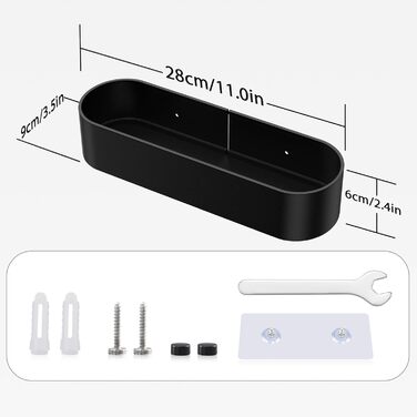 Кухонний та ванний органайзер без свердління, 3 шт. чорного кольору (L-розмір). Самоклеючі полиці з алюмінію з матовою поверхнею для ванної кімнати та кухні, не пошкоджують стіну.